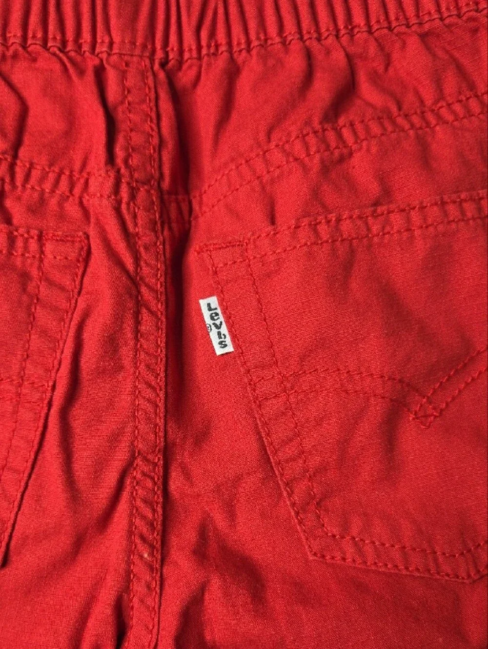 Levi's Boy's Bright Red Elastic-Waist Flat Front Shorts
